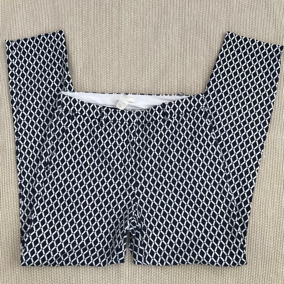 H&M Navy Blue/White Diamond Pattern Ankle Pants - Picture 1 of 8